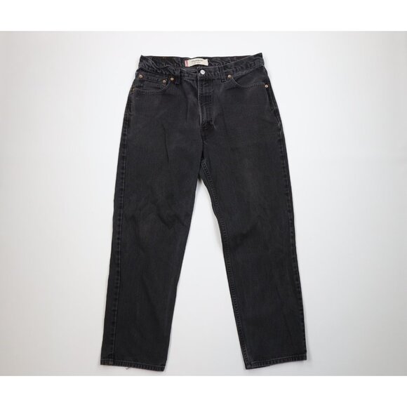 Vintage Y2K 2003 Levis 550 Mens 36x30 Distressed Relaxed Fit Denim Jeans Black - Picture 1 of 11